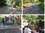 Masyarakat desa Ponto saat memperbaiki Jalan Kabupaten yang tak kunjung diperbaiki Pemkab Minut.