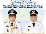 KPU Minut Mengucapkan Selamat Atas Dilantiknya Bupati dan Wakil Bupati Minahasa Utara Periode 2025-2030