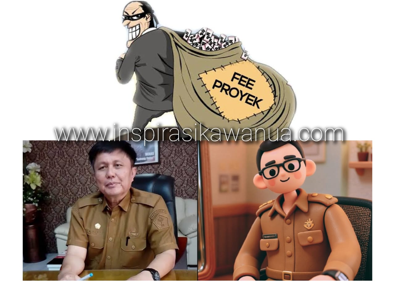 Foto: Sekda Minut Novly Wowiling bersanding dengan AI Kartun Oknum Diduga Opung Alias Ketua Kelas.