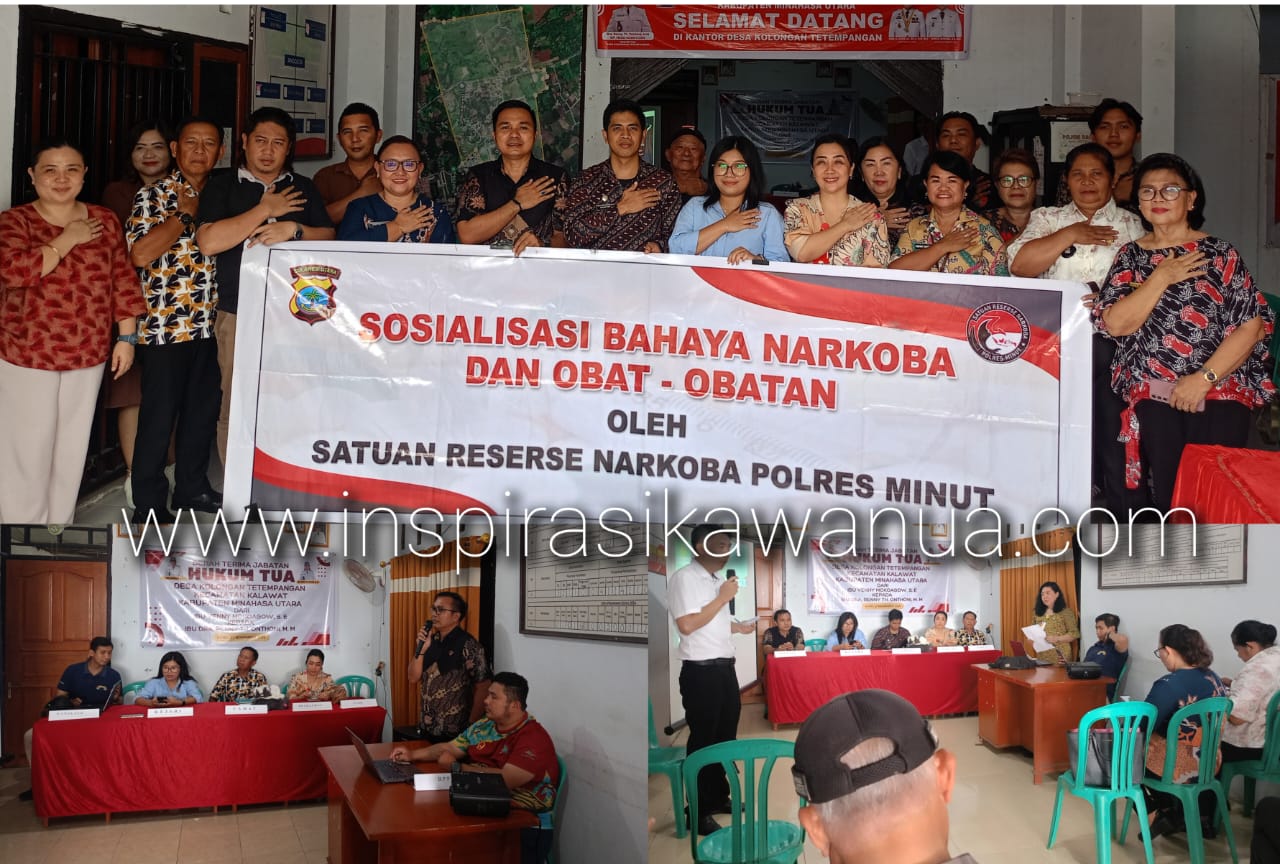 Sosialisasi Bahaya Narkoba dan Miras SatresNarkoba Polres Minut di Kecamatan Kalawat.