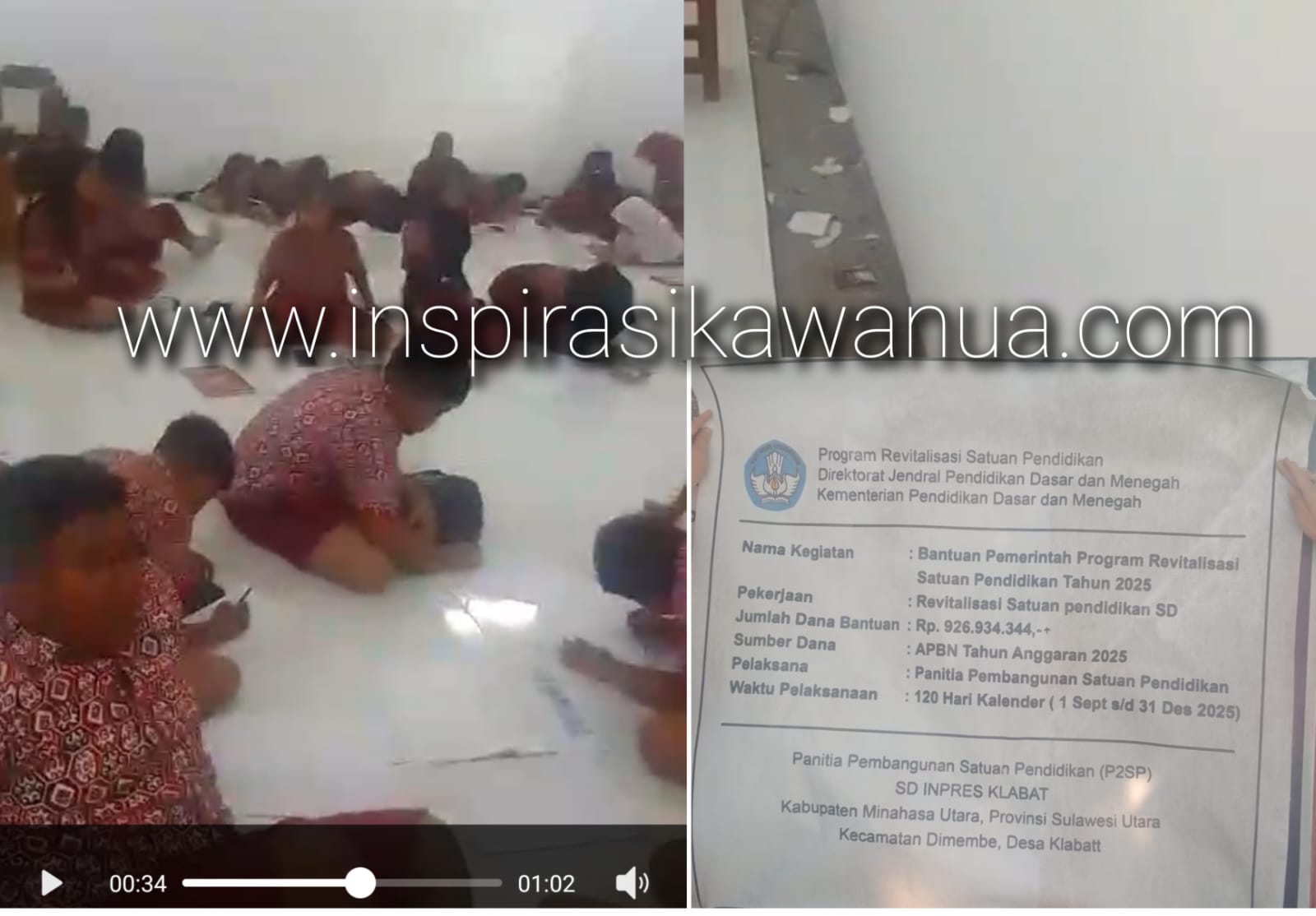 Viral Video Siswa SD Inpres Klabat belajar di lantai.