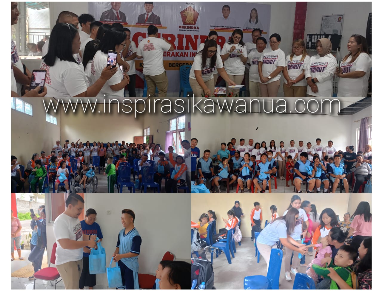 Bakti sosial DPC Gerindra Minahasa Utara dalam rangka HUT ke 18 Partai Gerindra, memberikan bantuan ke 2 SLB di Minut.